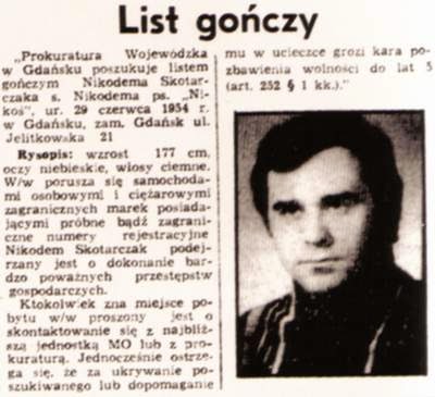 List gończy - Nikodem Skotarczak pseud. Nikoś